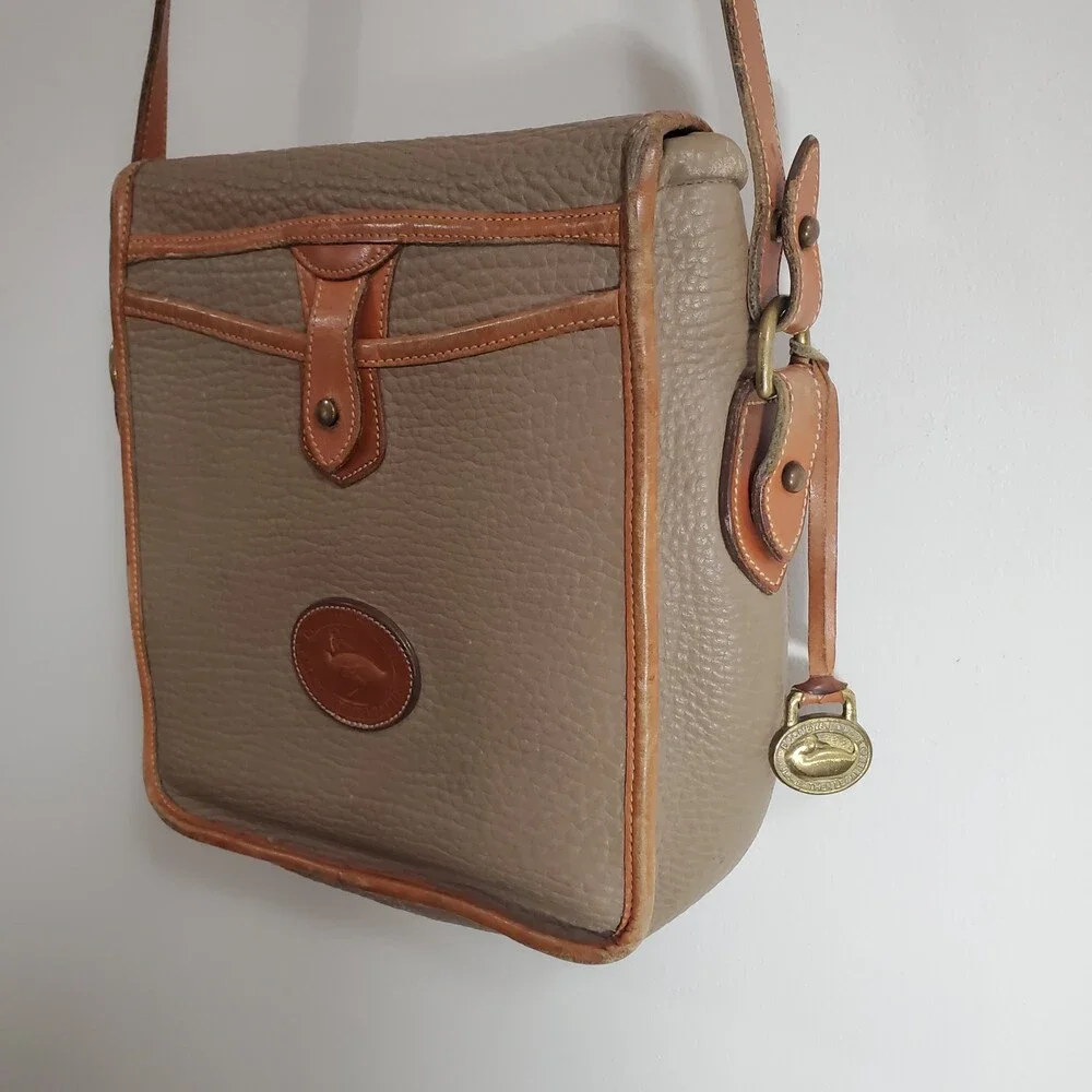 Dooney & Bourke Vintage All Weather Leather AWL Nude Crossbody Bag R88 Taupe Tan